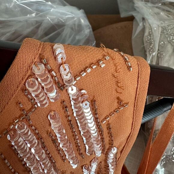 Mac Duggal | 70264 Abstract Beaded Sleeveless Midi Sheath Dress Size 2 NEW - Picture 12 of 12